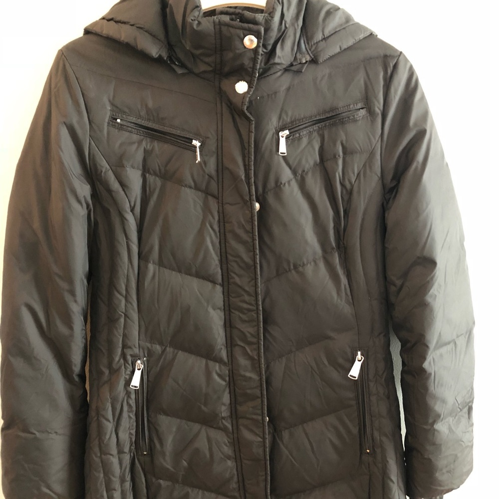 Michael Koralea Black Puffy Midi Coat